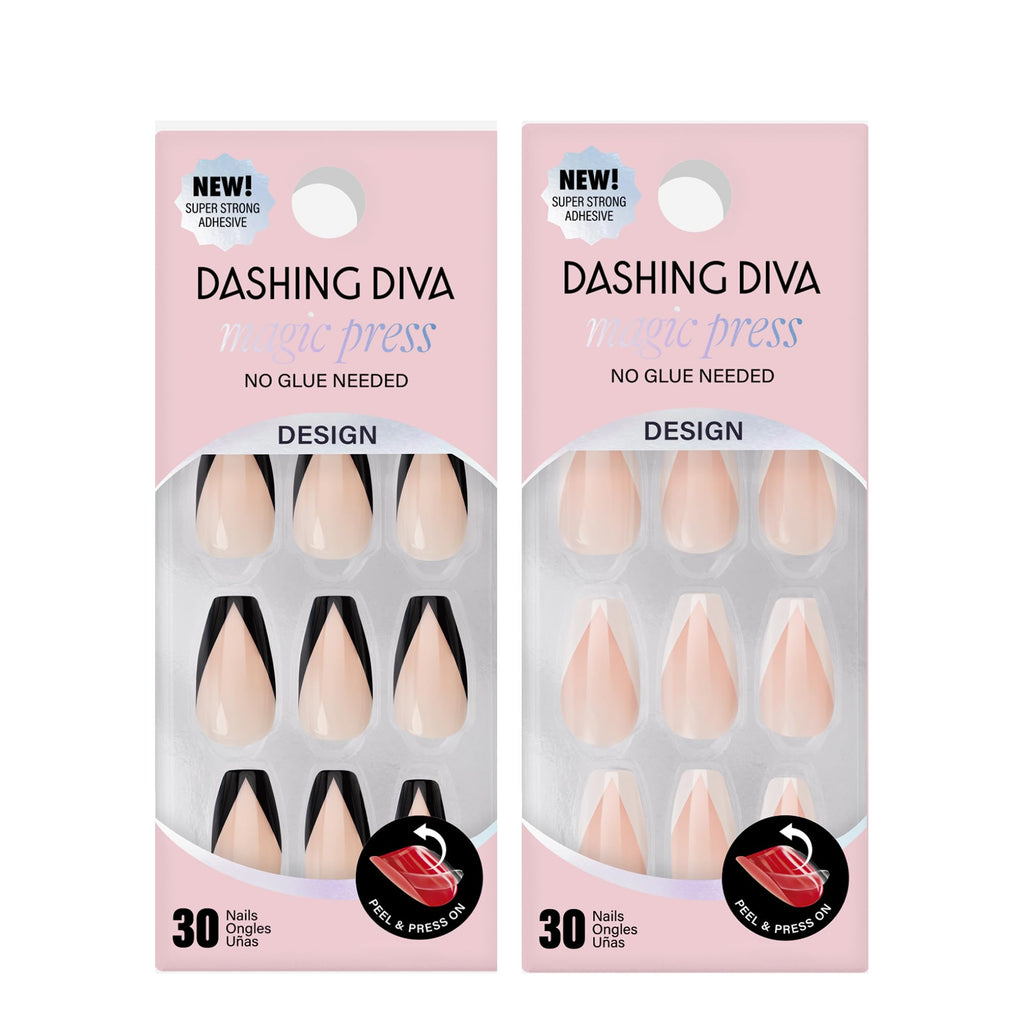 Dashing Diva Magic Press Nail Bundle – Night & Day Collection (Coffin Shape) | 2 Sets