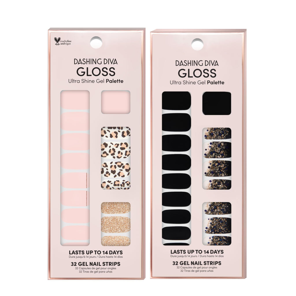 Dashing Diva Gloss Nail Strips Bundle – Black Cheetah Collection (Cheetahlicious & Hollywood Lane)