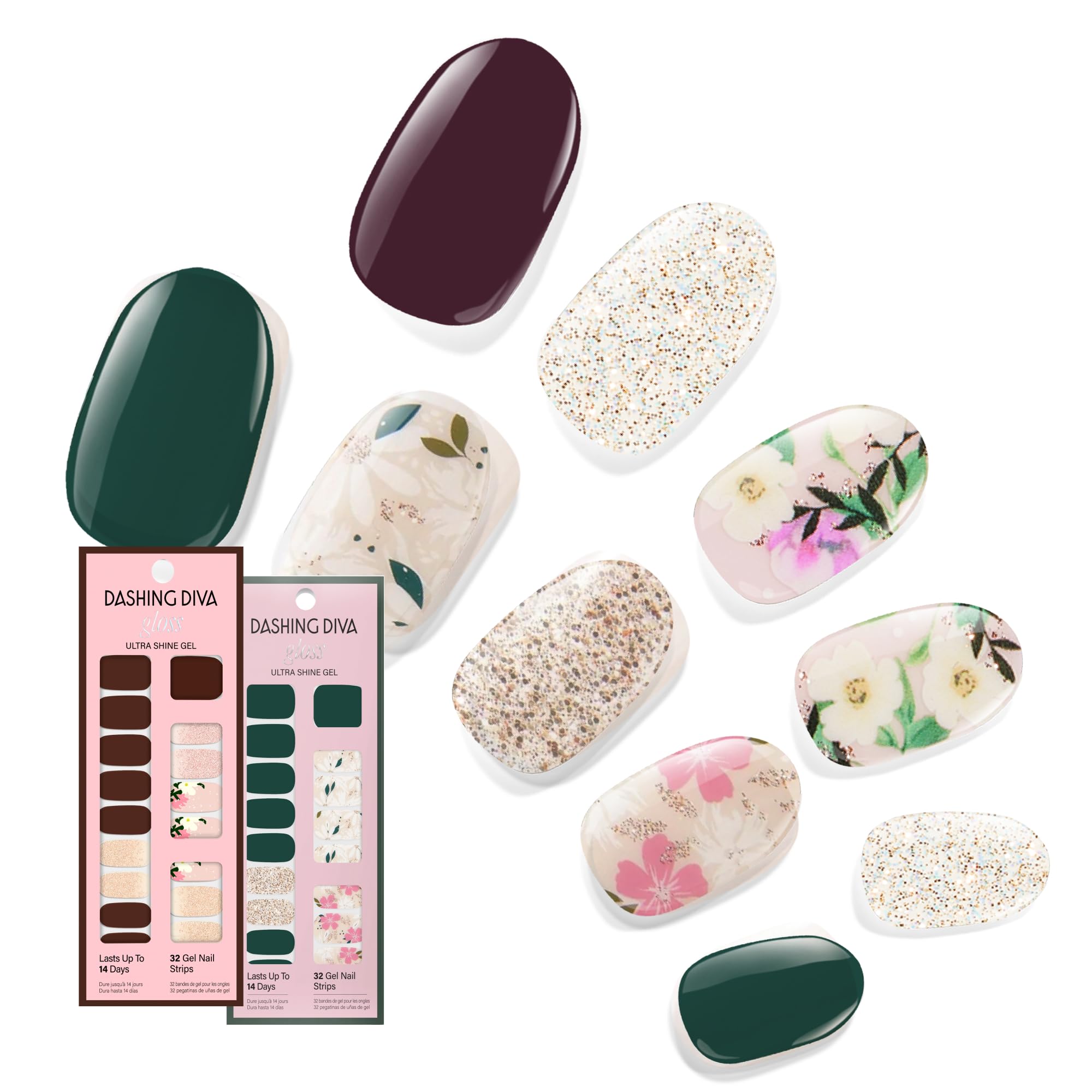 Dashing Diva Gloss Nail Strips Bundle — Winter Florals: Baby Bouquet & Magnolia Vine