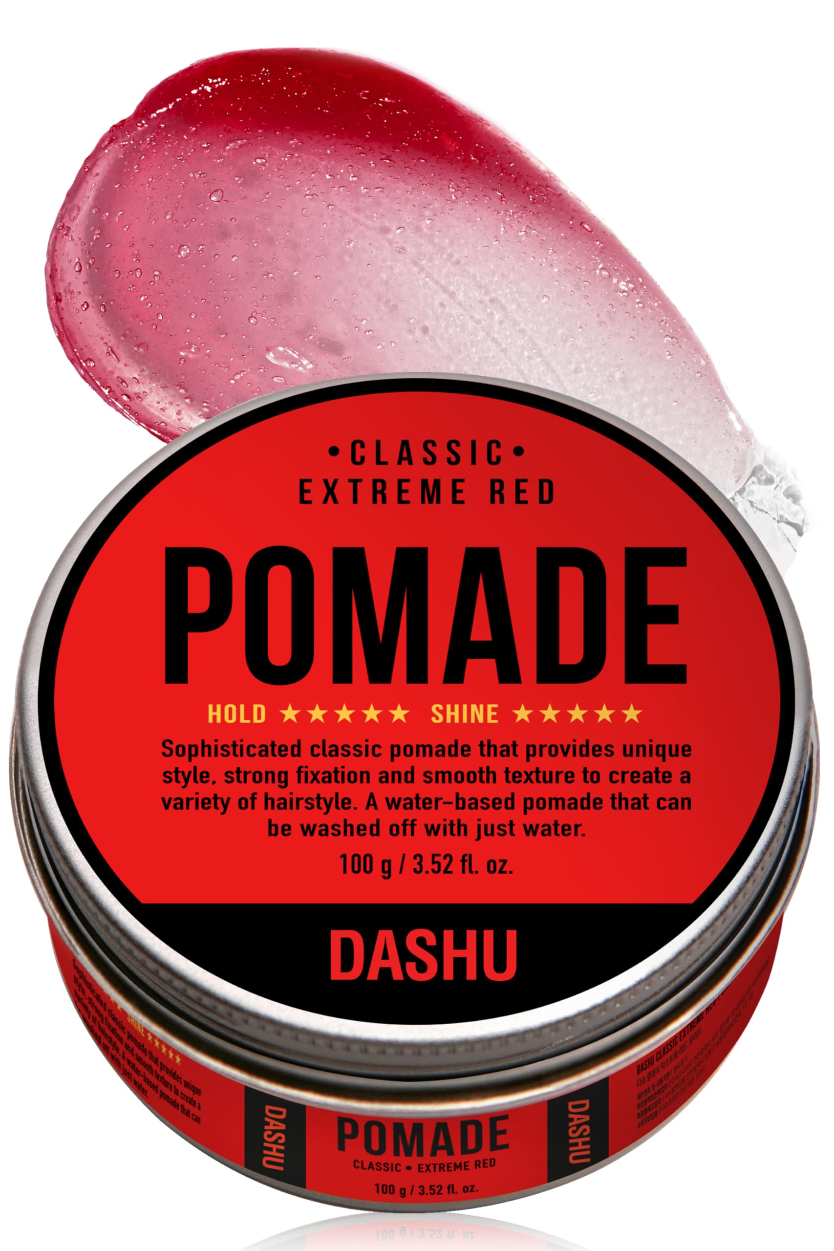 DASHU Classic Extreme Red Water-Based Pomade for Men — Strong Hold & High Shine