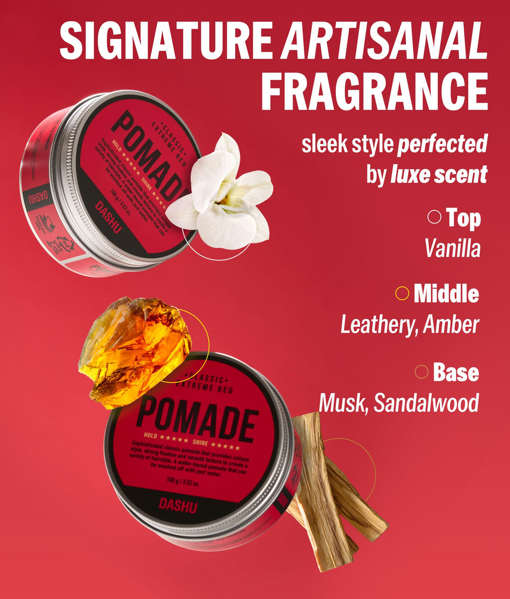DASHU Classic Extreme Red Water-Based Pomade for Men — Strong Hold & High Shine