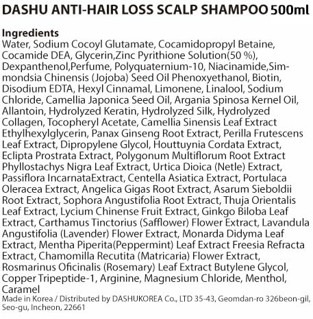 DASHU Revitalizing Protein Shampoo – For Dry, Itchy Scalp, Thinning Hair | 16.9 fl oz