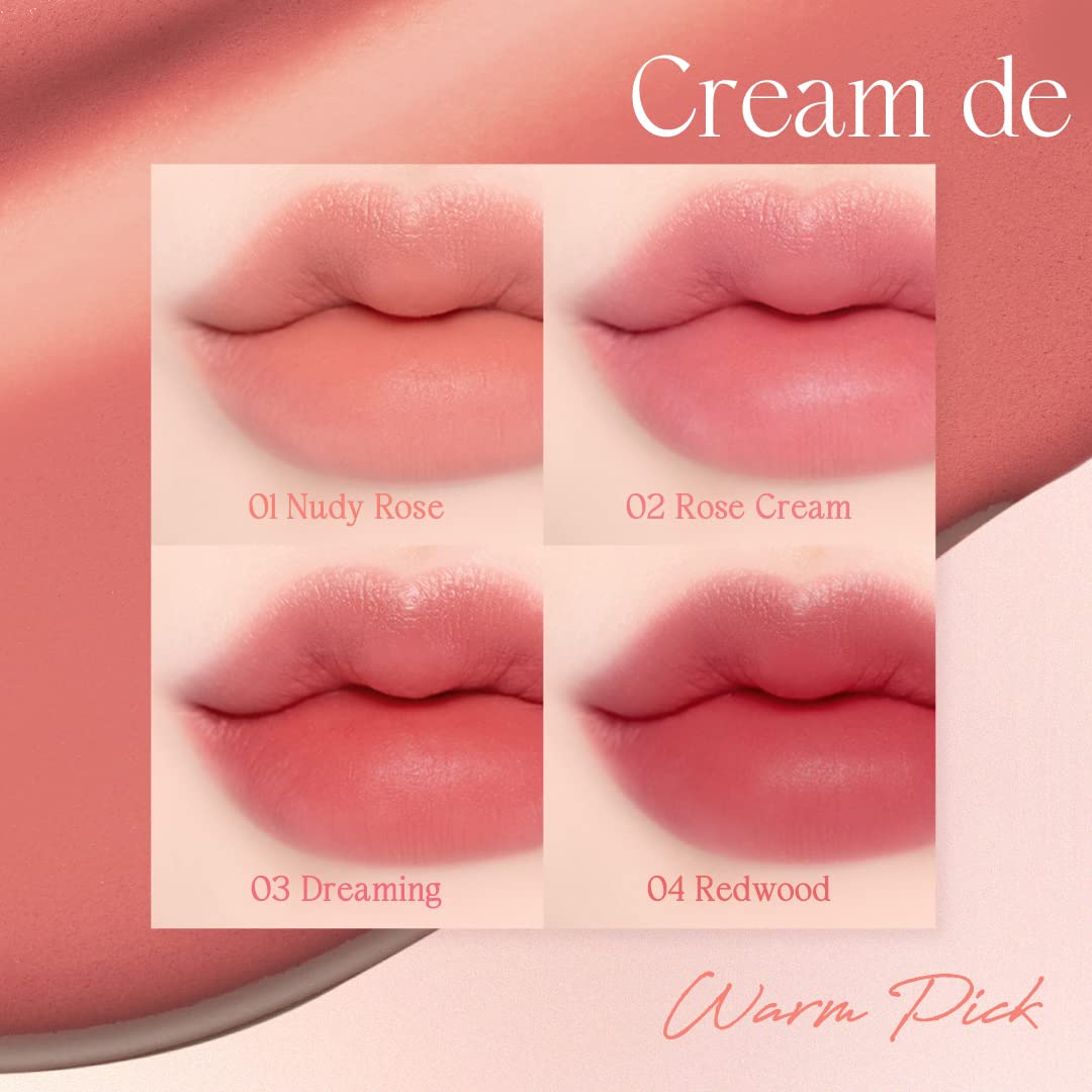 Dasique Cream De Rose Tint #03 Dreaming – Creamy Matte Lip Tint, Rose Water, Vegan & Cruelty-Free