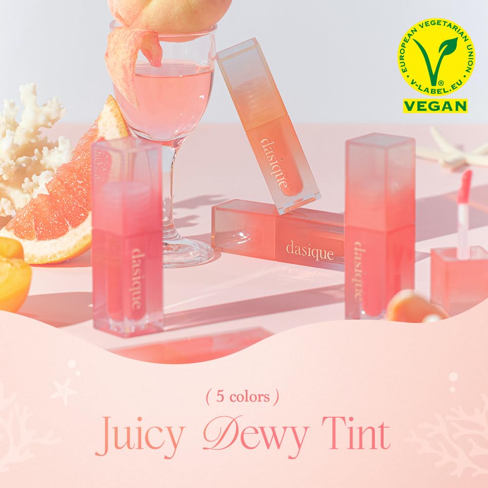 dasique Juicy Dewy Tint 14 Peach Crush – Hydrating, Long-Wear Lip Gloss (Vegan)