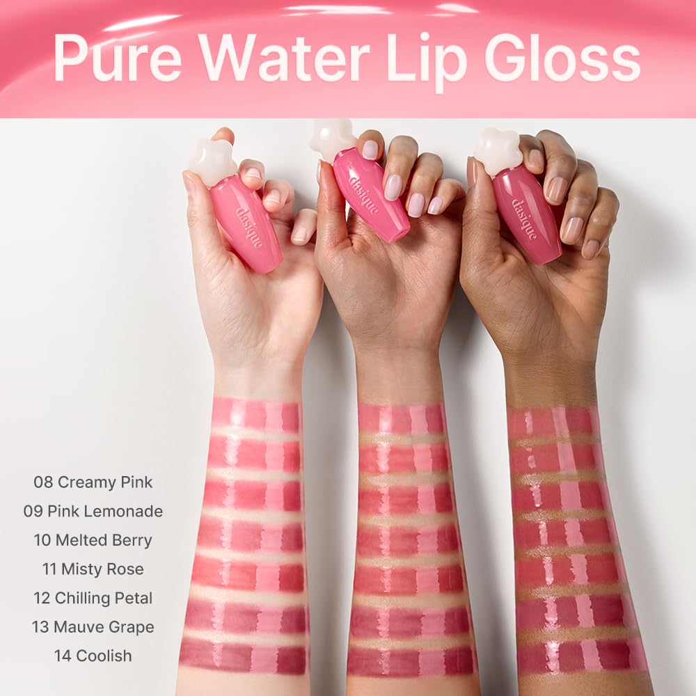 Dasique Pure Water Lip Gloss #03 Honey Peach — Dewy, Buildable, Non-Sticky | K-Beauty