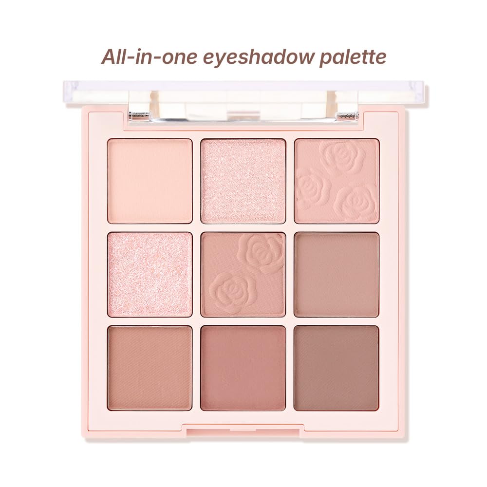 dasique Shadow Palette 27 Rose Milk Tea – 9 Pigmented, Blendable Eyeshadows for Natural Rose-Tinted Looks