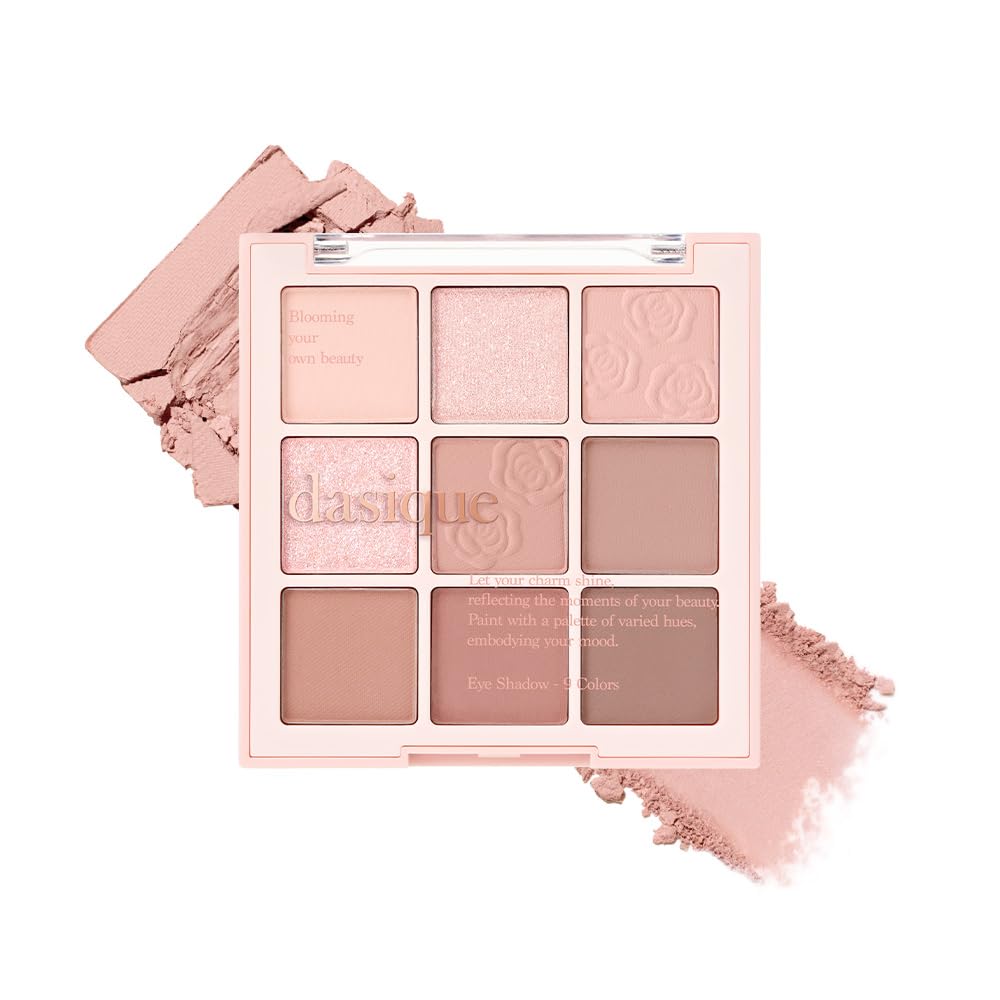 dasique Shadow Palette 27 Rose Milk Tea – 9 Pigmented, Blendable Eyeshadows for Natural Rose-Tinted Looks