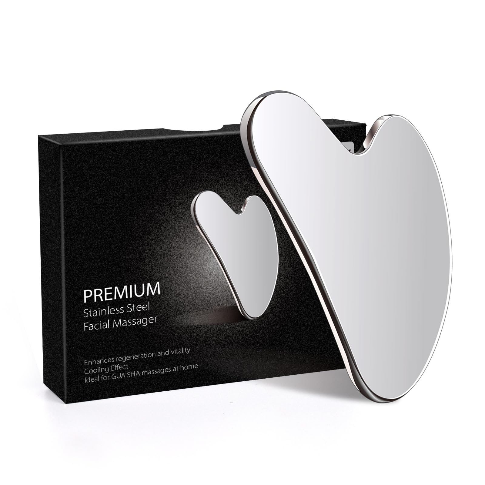 Daubigny Stainless Steel Gua Sha — Facial & Body Massage Tool with Travel Pouch
