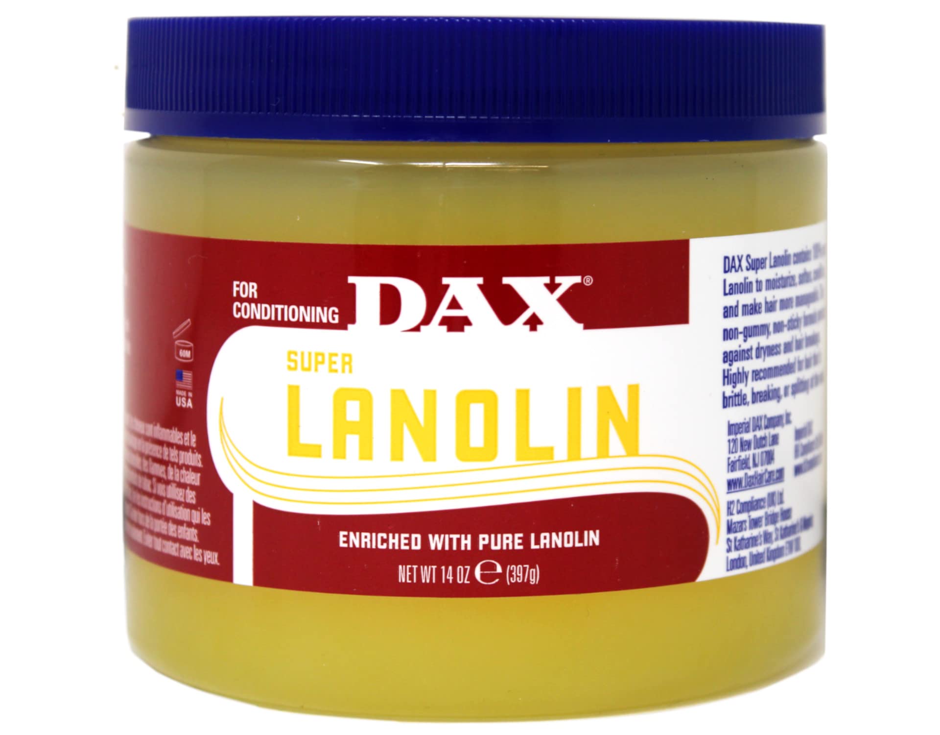 DAX 100% Pure Lanolin Conditioner — 14 oz Jar (2-Pack) | Unscented Gel-Based Moisturizing