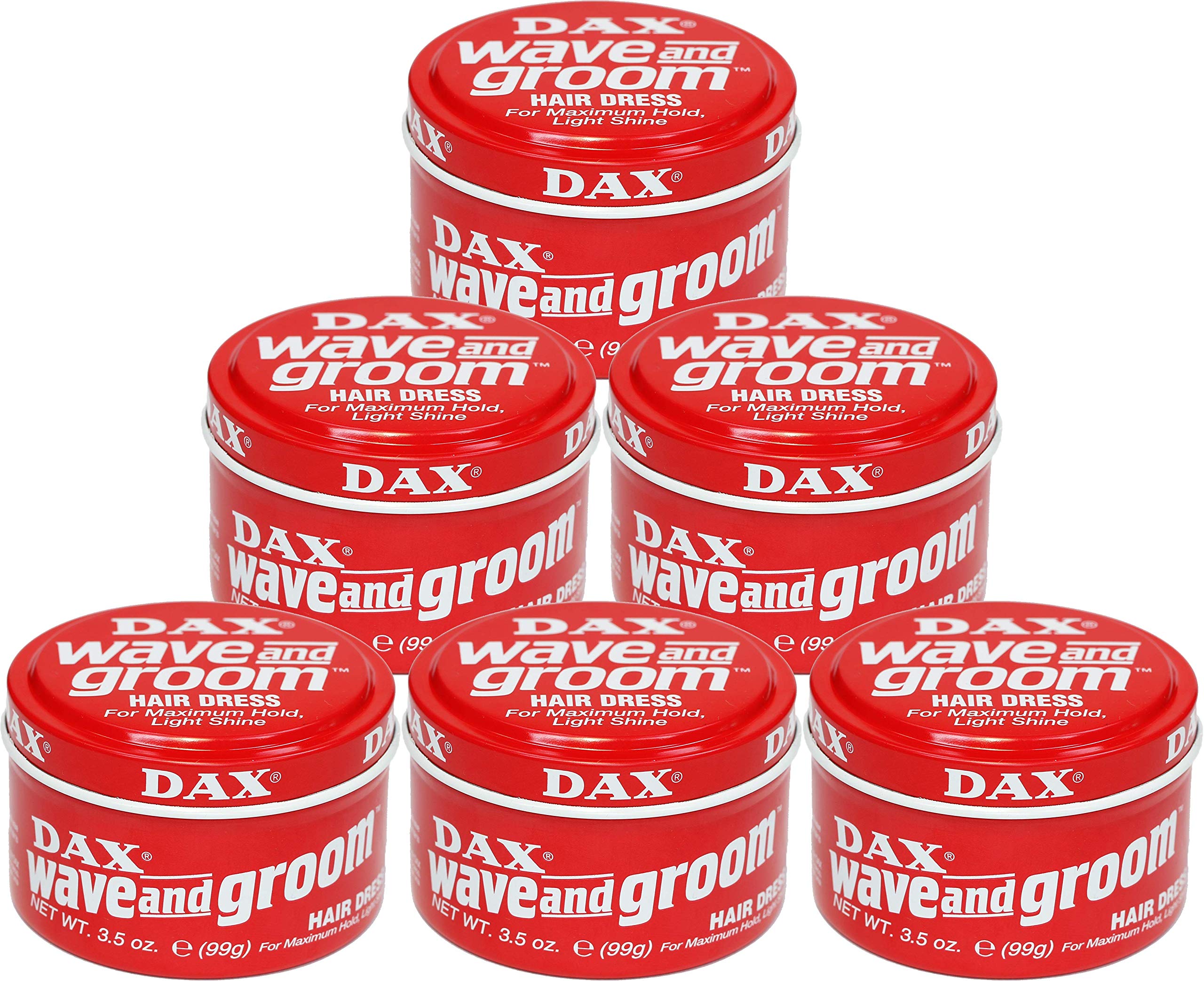 DAX Wave and Groom Hair Dress Pomade, 3.5 oz – Thick Hold for Short Hair (Pack of 6)