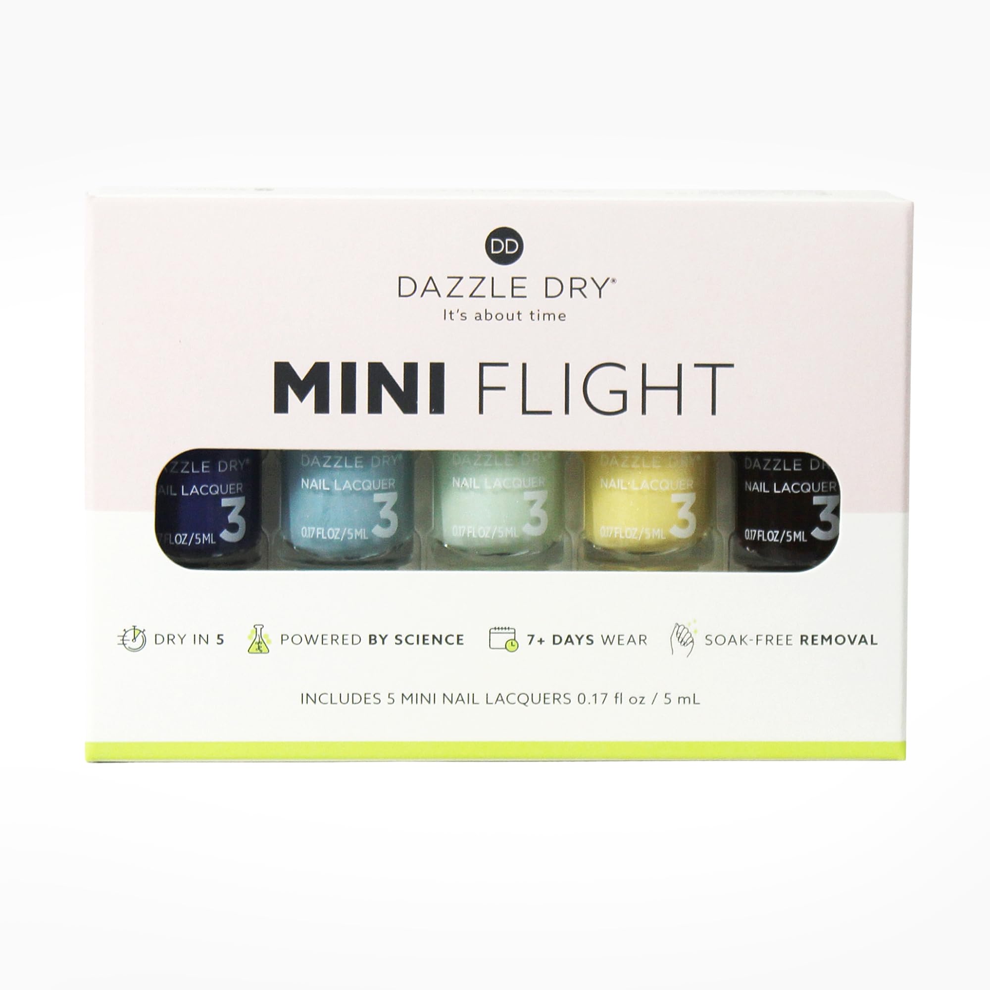 Dazzle Dry Elevation Mini Flight: 5 Mini Lacquers, Fast-Dry & Long-Lasting