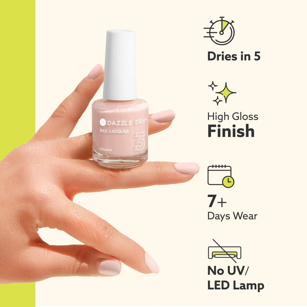 Dazzle Dry Nail Lacquer Step 3 Lets Glow – Semi-Sheer Purple Taupe with Green Shimmer (0.5 fl oz)