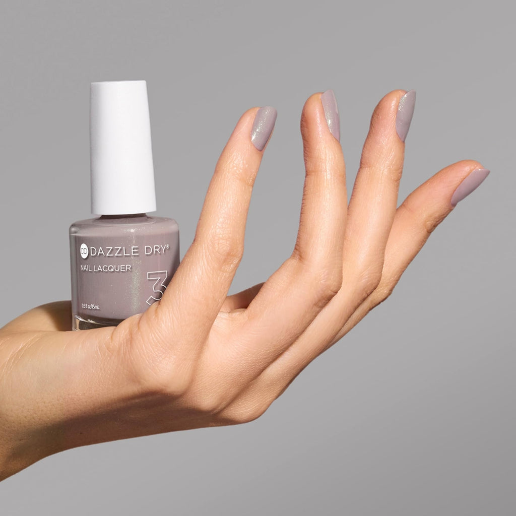 Dazzle Dry Nail Lacquer Step 3 Lets Glow – Semi-Sheer Purple Taupe with Green Shimmer (0.5 fl oz)