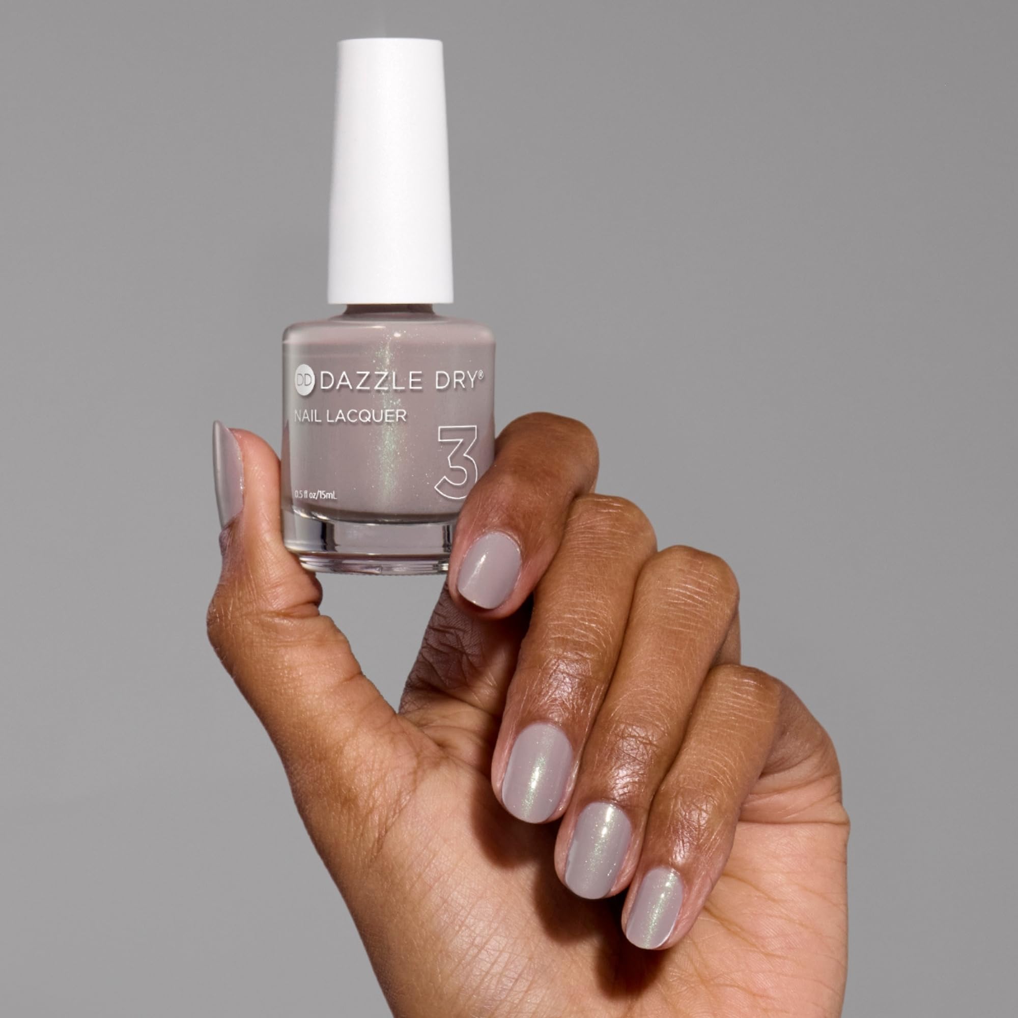 Dazzle Dry Nail Lacquer Step 3 Lets Glow – Semi-Sheer Purple Taupe with Green Shimmer (0.5 fl oz)