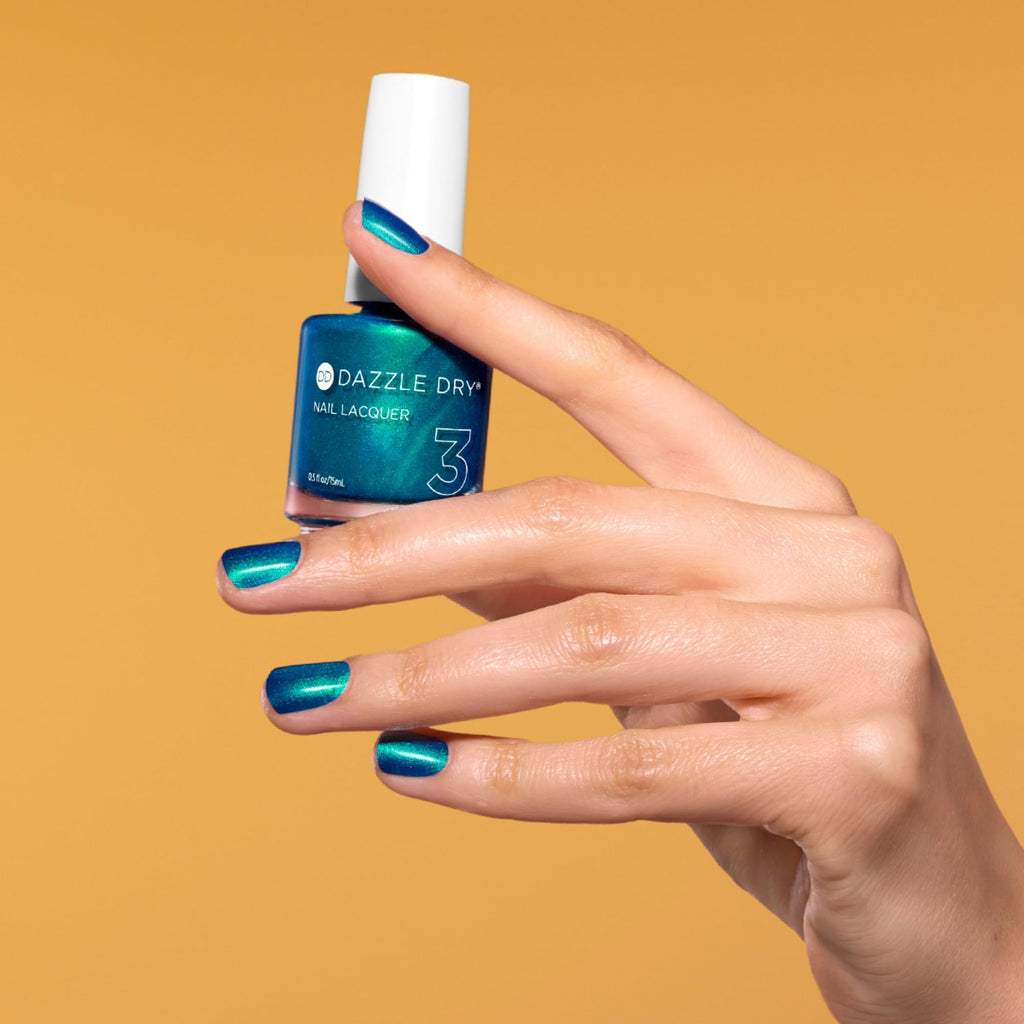 Dazzle Dry Nail Lacquer Step 3 – Speed Boat | Aquamarine Metallic Nail Polish 0.5 fl oz