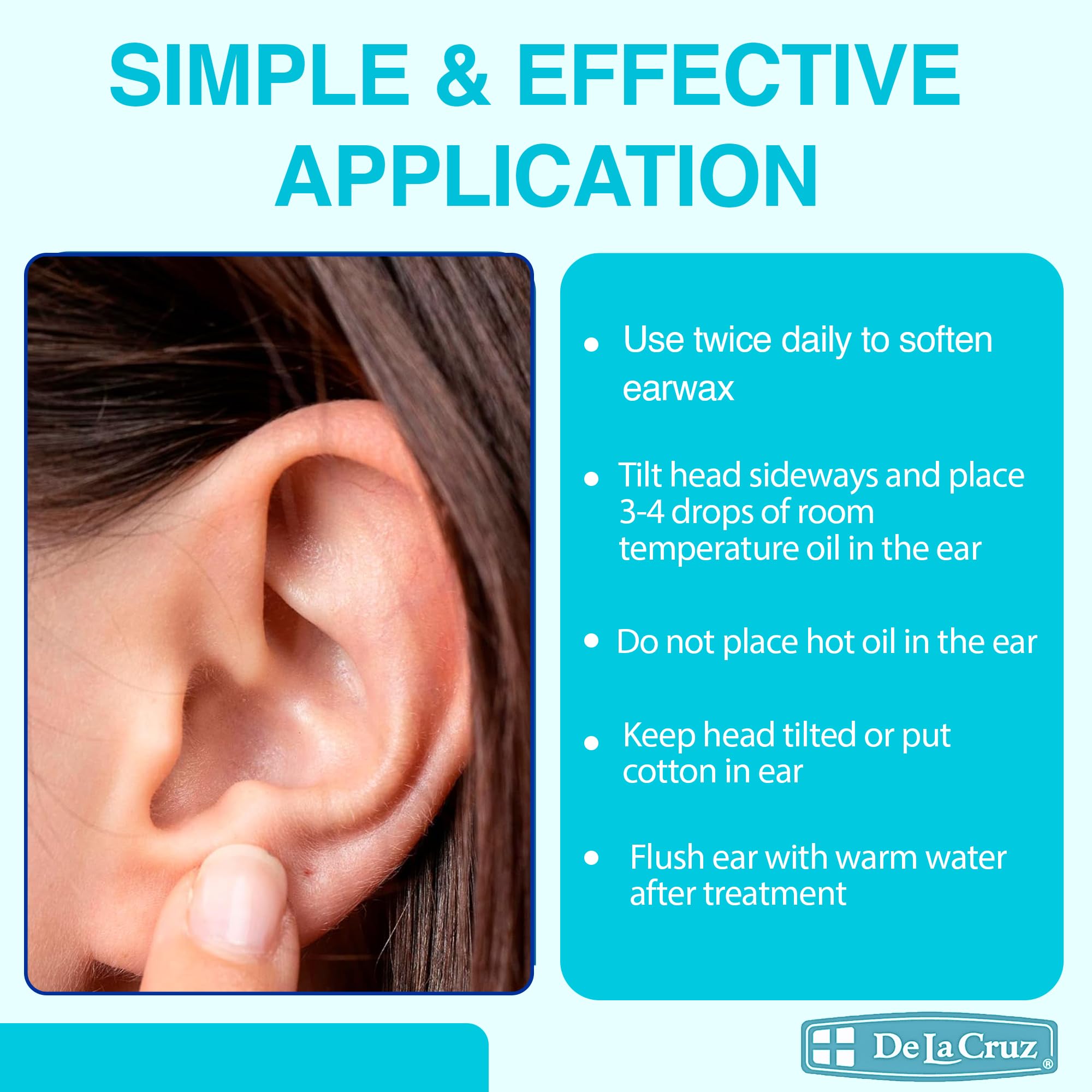 De La Cruz Ear Wax Remover & Softener – 2-Pack, 1 Fl oz Each