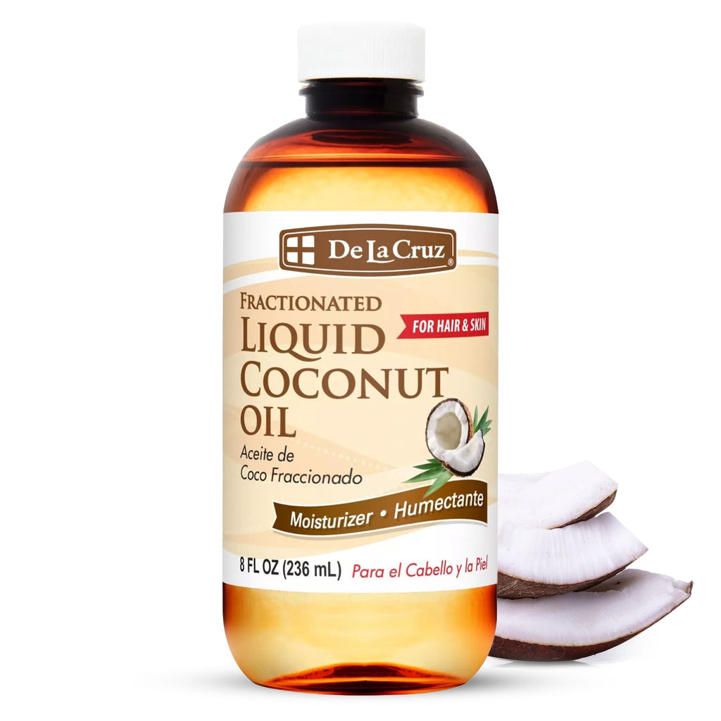 De La Cruz Fractionated Liquid Coconut Oil – Lightweight Skin & Hair Moisturizer | 8 fl oz