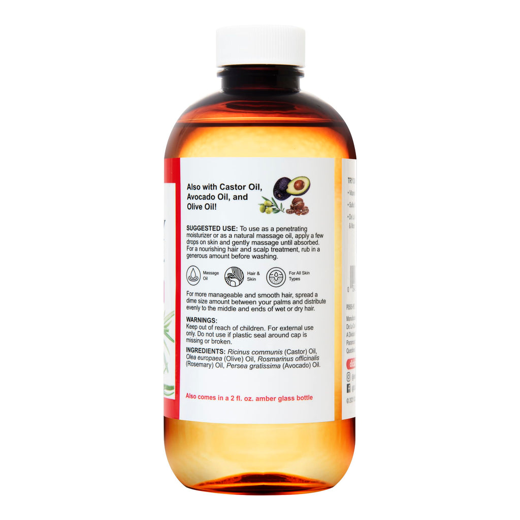 De La Cruz Rosemary Oil Blend Moisturizer — Castor, Avocado & Olive Oil, 8 oz