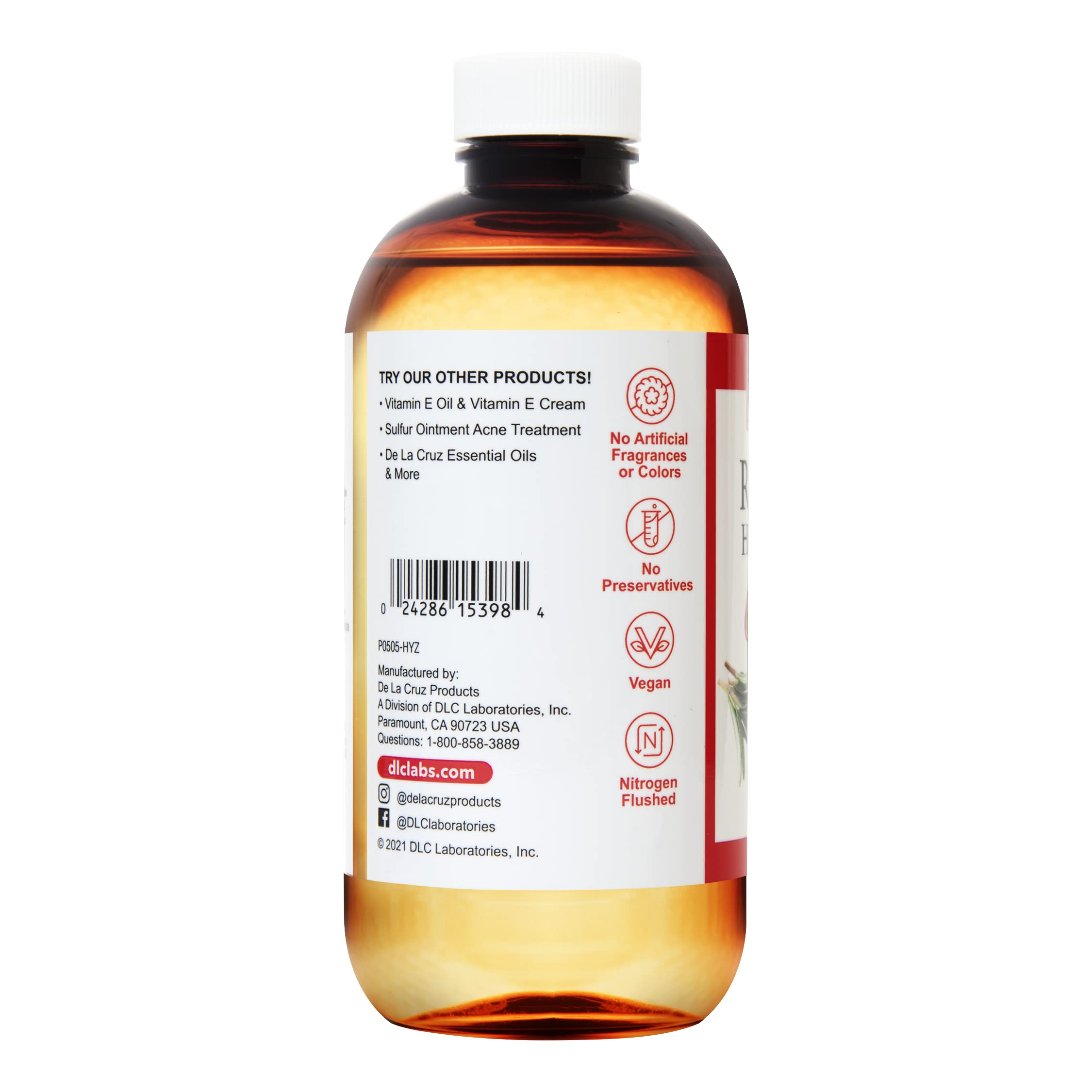De La Cruz Rosemary Oil Blend Moisturizer — Castor, Avocado & Olive Oil, 8 oz
