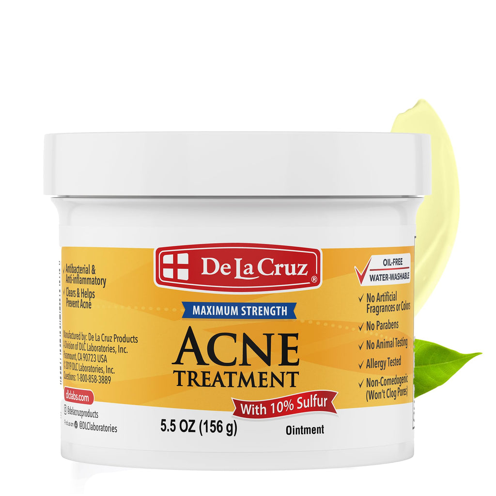 De La Cruz Sulfur Ointment - 5.5 oz | Cystic Acne Spot Treatment for Face & Body