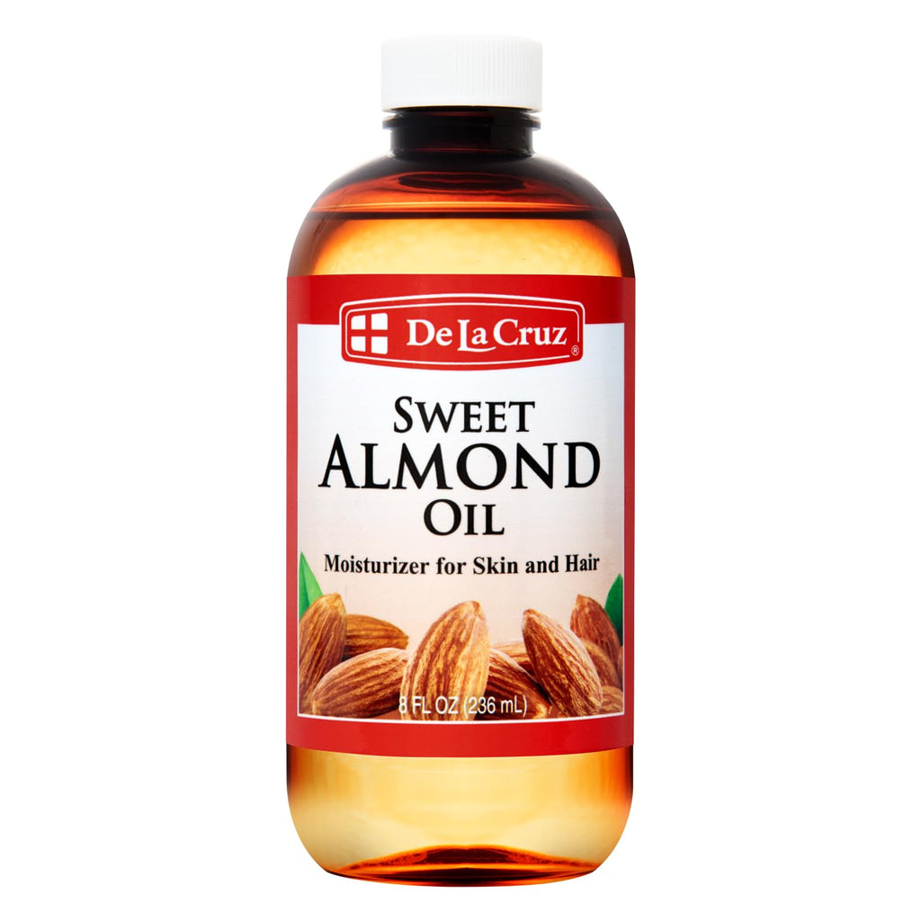 De La Cruz Sweet Almond Oil – Expeller-Pressed Almond Oil for Skin and Hair 8 FL OZ (236 mL)