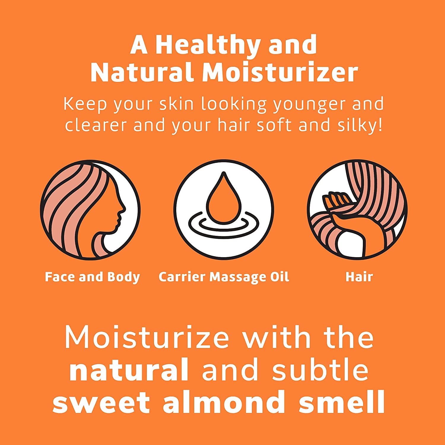 De La Cruz Sweet Almond Oil – Expeller-Pressed Almond Oil for Skin and Hair 8 FL OZ (236 mL)