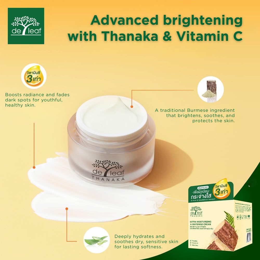 DE LEAF THANAKA Extra Moisturizing Cream – Aloe Vera Facial Moisturizer 40 ml