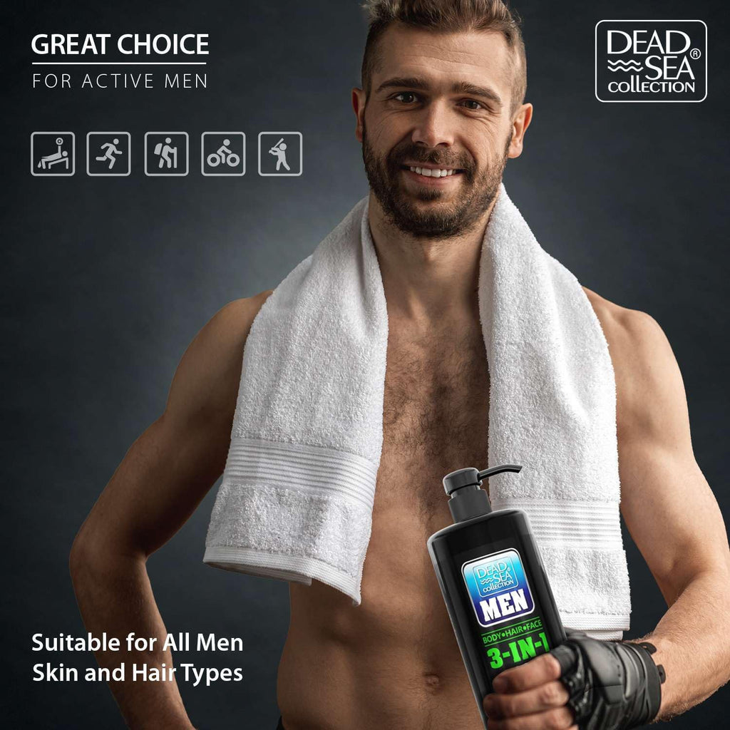 Dead Sea Collection Peppermint Men’s 3-in-1 Body Wash – Pack of 2 (33.8 fl oz each)