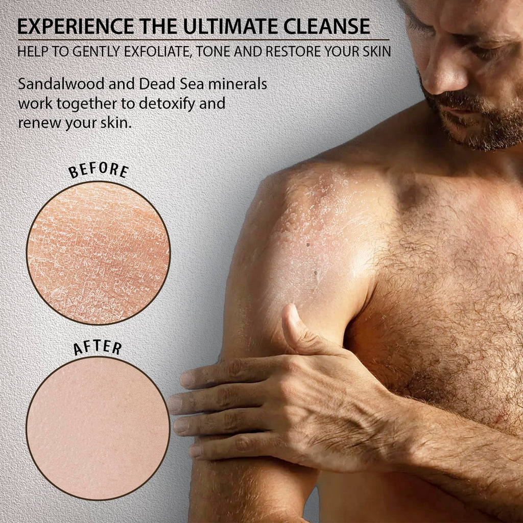 Dead Sea Collection Salt Body Scrub Sandalwood for Men – Exfoliate, Moisturize & Detox with Dead Sea Minerals (23.28 oz)