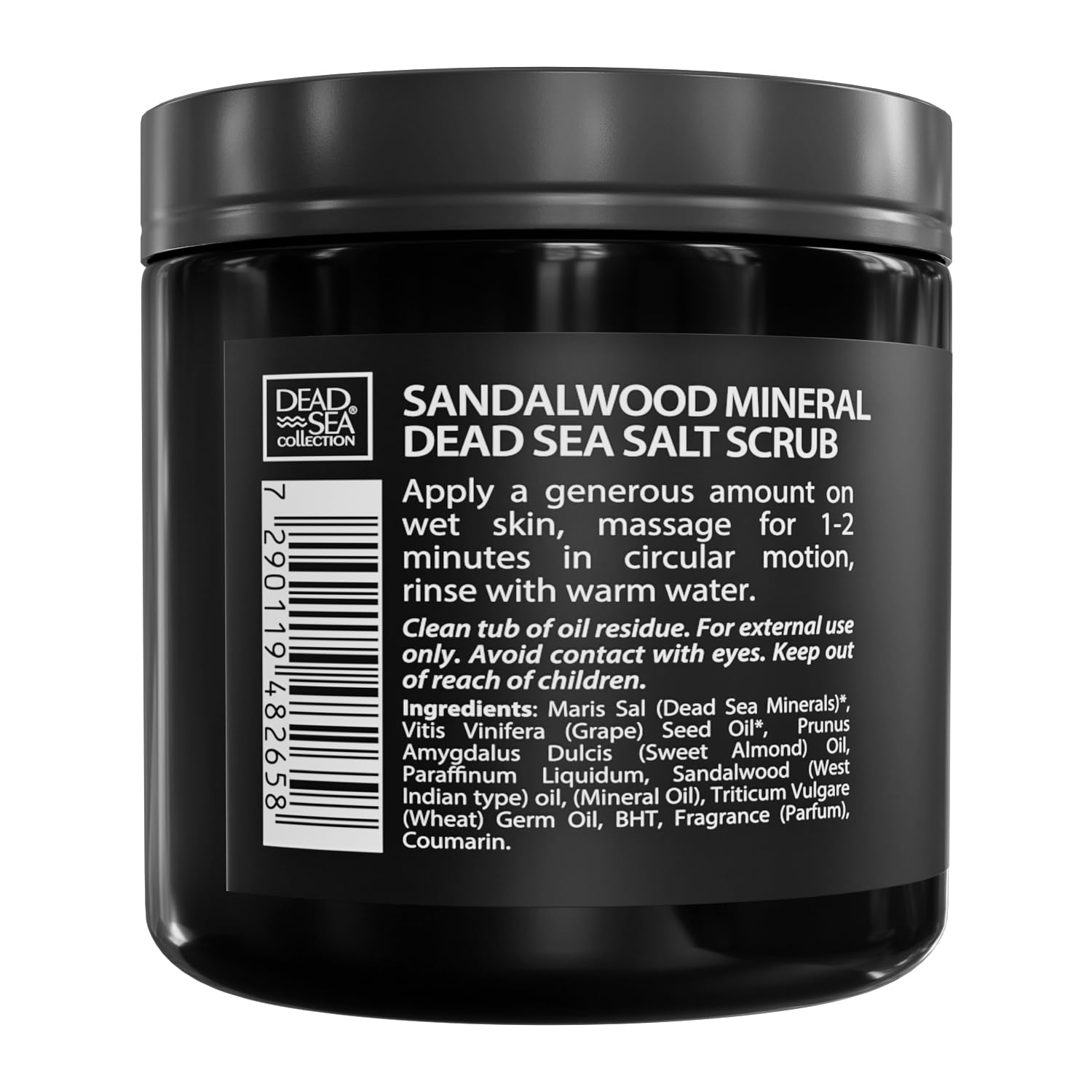 Dead Sea Collection Salt Body Scrub Sandalwood for Men – Exfoliate, Moisturize & Detox with Dead Sea Minerals (23.28 oz)