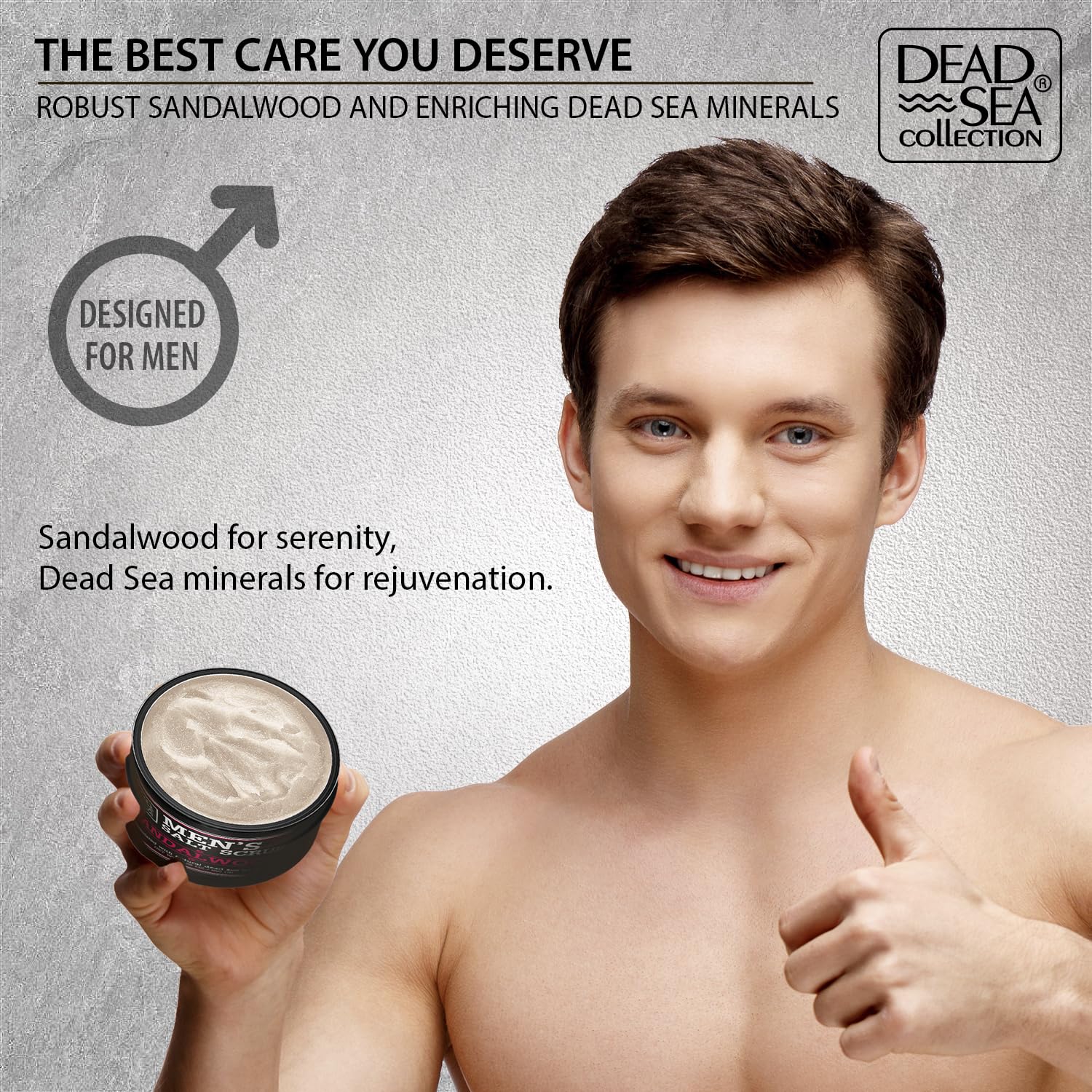 Dead Sea Collection Salt Body Scrub Sandalwood for Men – Exfoliate, Moisturize & Detox with Dead Sea Minerals (23.28 oz)