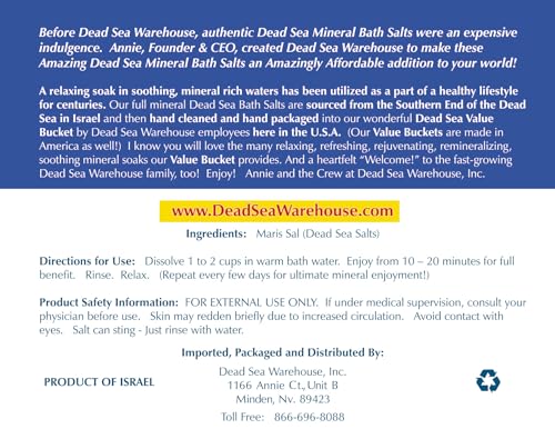 Dead Sea Warehouse Amazing Minerals Bath Salts – 5 lbs, Unscented