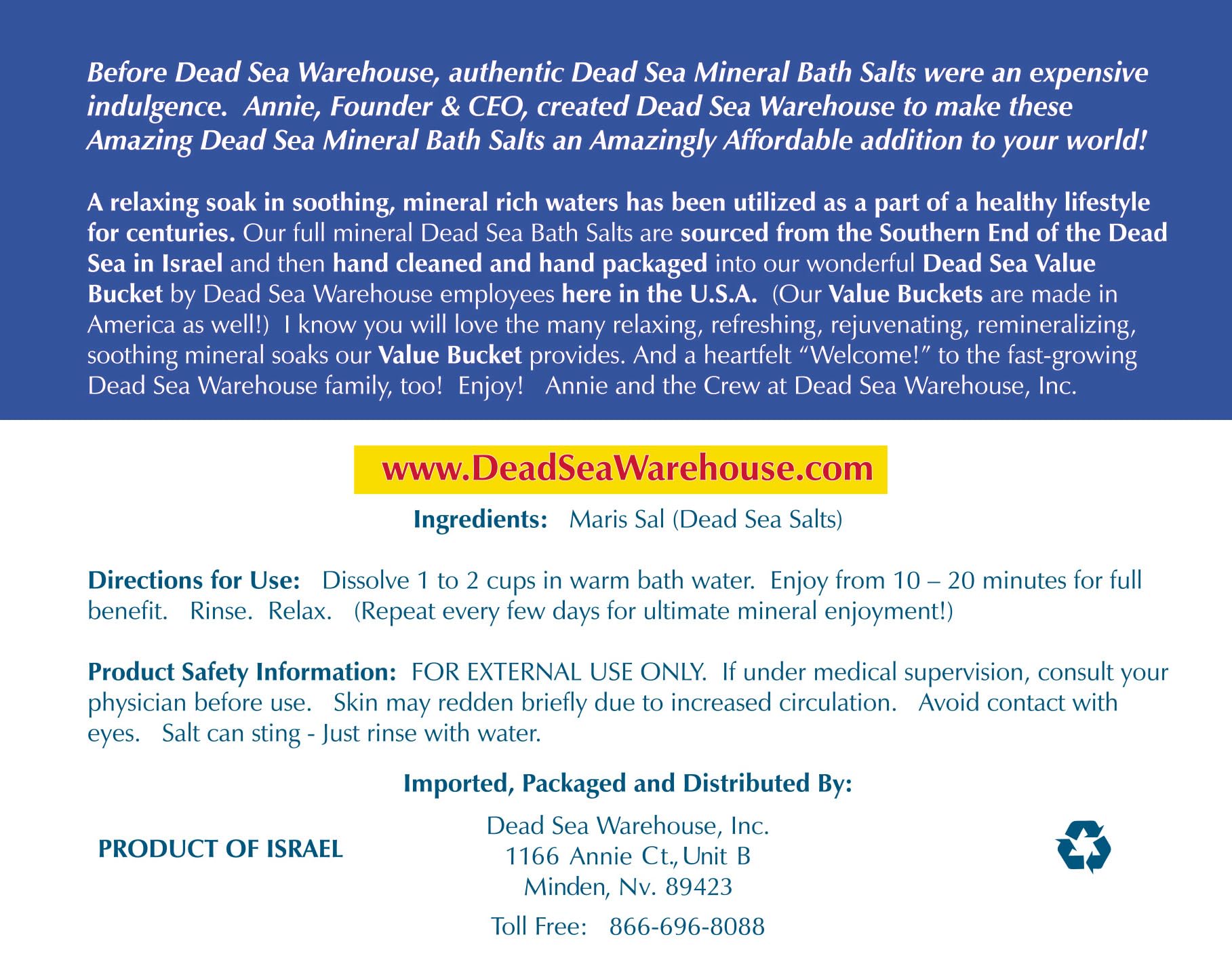 Dead Sea Warehouse - Unscented Dead Sea Salt Bath, 5lbs 2-Pack for Soothing Muscles & Soft Skin