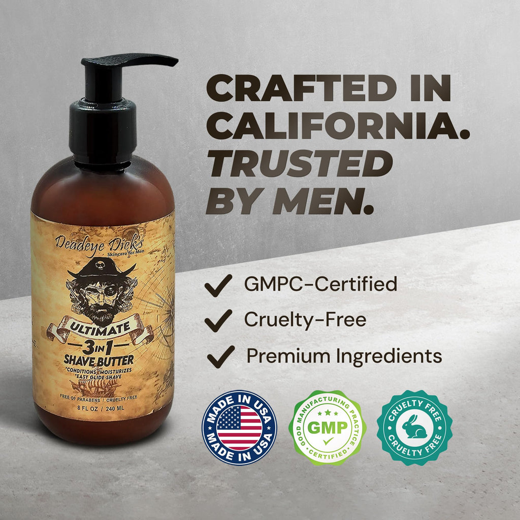 Deadeye Dick's 3-in-1 Shave Butter – Gentle Natural Shave Cream for Face, Head & Body | 8 oz