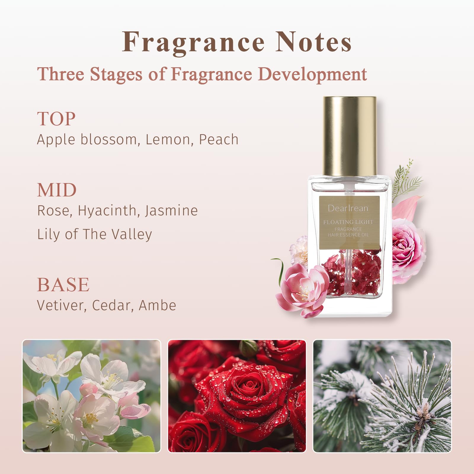 Dear Irean Hair Perfume Oil for Women – Rose Scent with Moroccan Argan & Jojoba | 1.35 oz