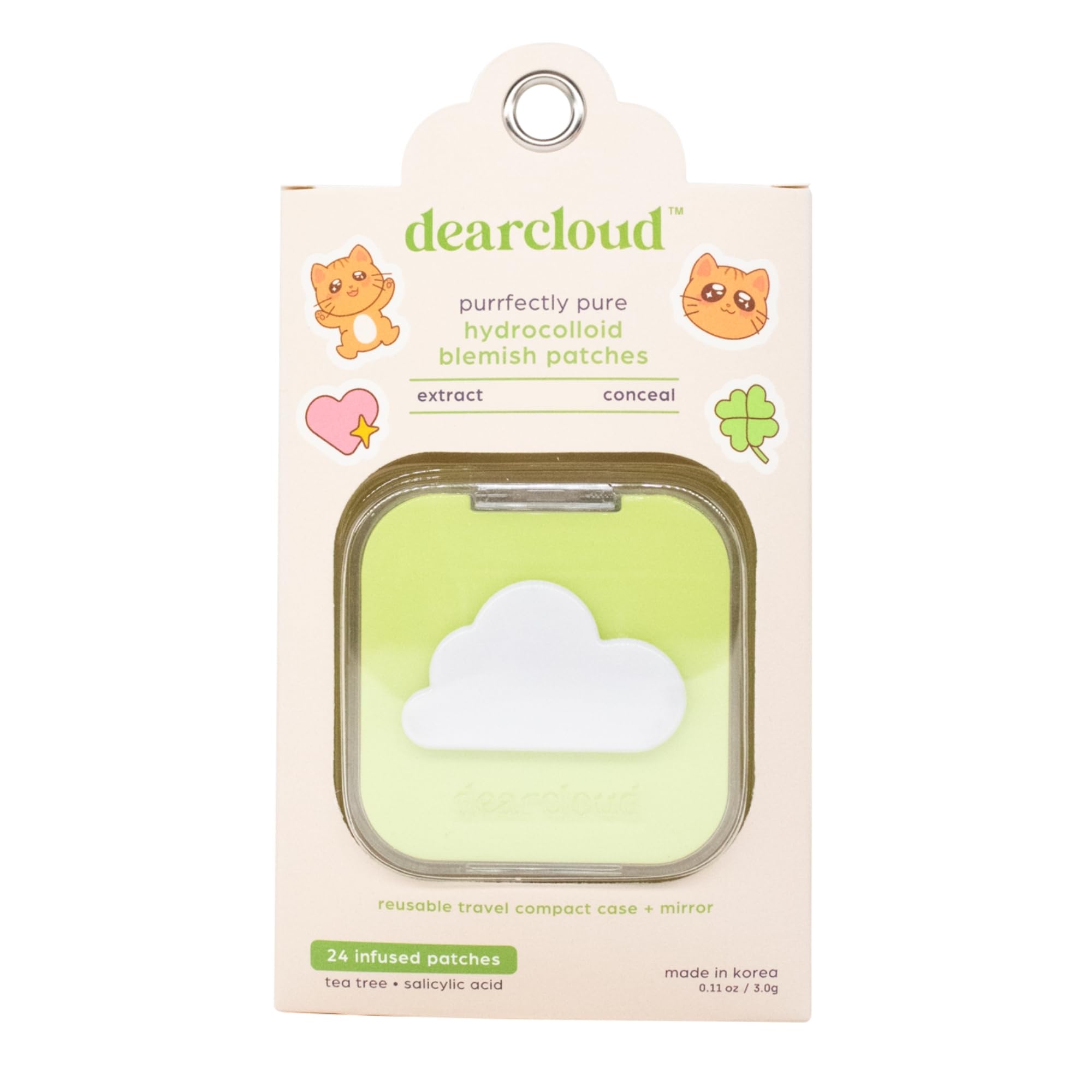dearcloud Hydrocolloid Blemish Patches with Niacinamide & Salicylic Acid — 24 Count + Compact Case