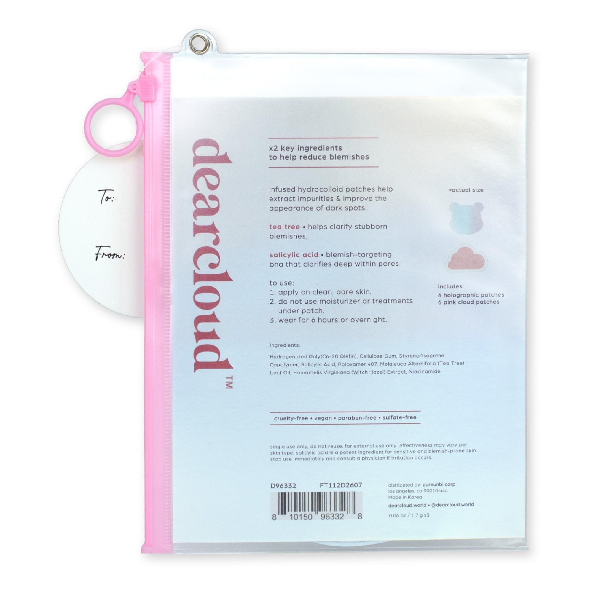 Dearcloud Hydrocolloid Blemish Patches – 36 Count with Tea Tree & Salicylic Acid