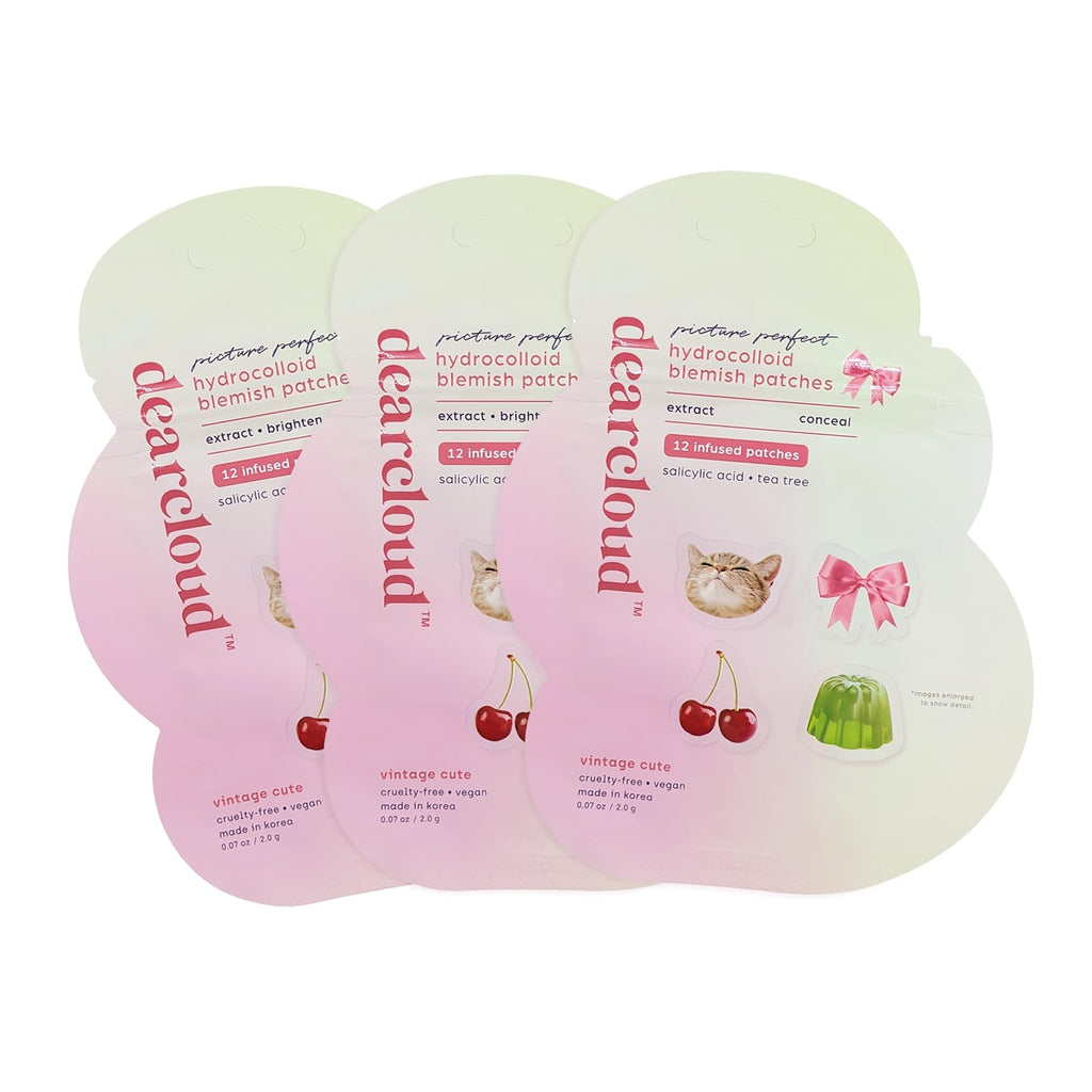Dearcloud Hydrocolloid Blemish Patches – 36 Count with Niacinamide & Salicylic Acid (Vintage Cute)