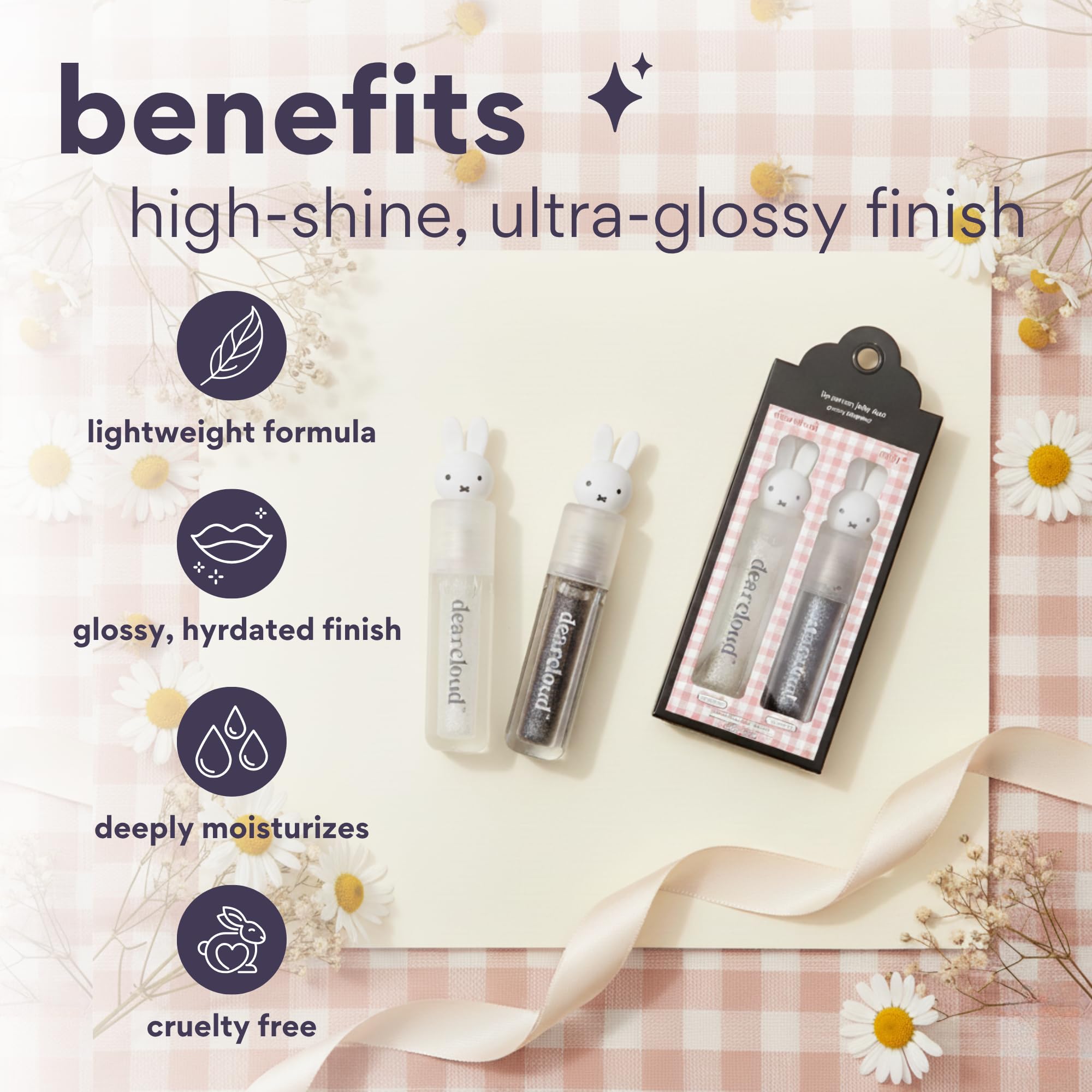 dearcloud Miffy Lip Serum Jelly Duo — Hydrating Lip Serum & pH Color Changing Gloss Set