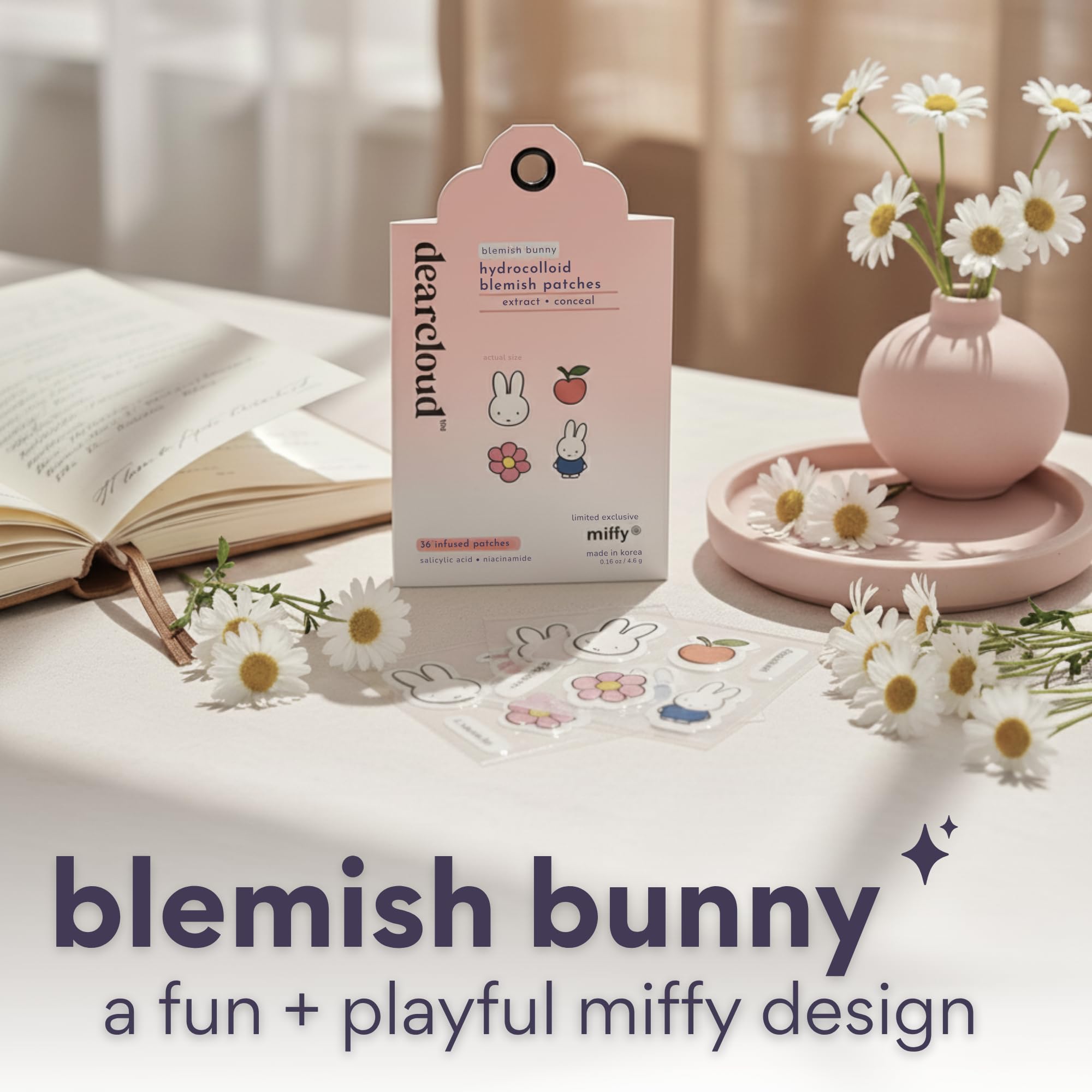 Dearcloud Miffy Hydrocolloid Blemish Patches – 36-Count Refill Set | Niacinamide & Salicylic Acid