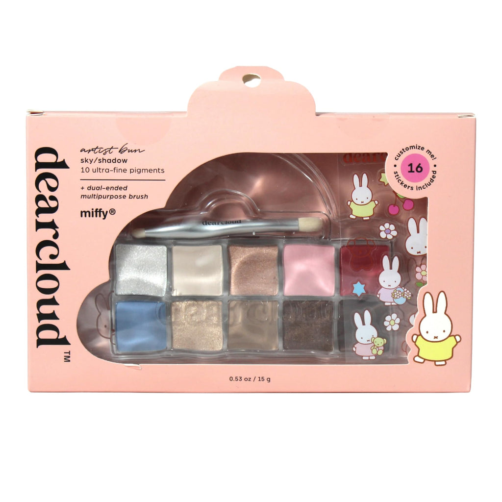 dearcloud Miffy Sky & Shadow Eye Shadow Palette — 10 Ultra-Fine Pigments & Dual-Ended Brush
