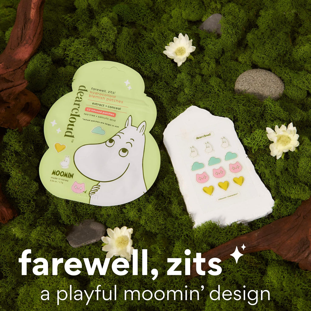 Dearcloud Moomin Hydrocolloid Blemish Patches – 36 Count with Tea Tree Oil & Salicylic Acid