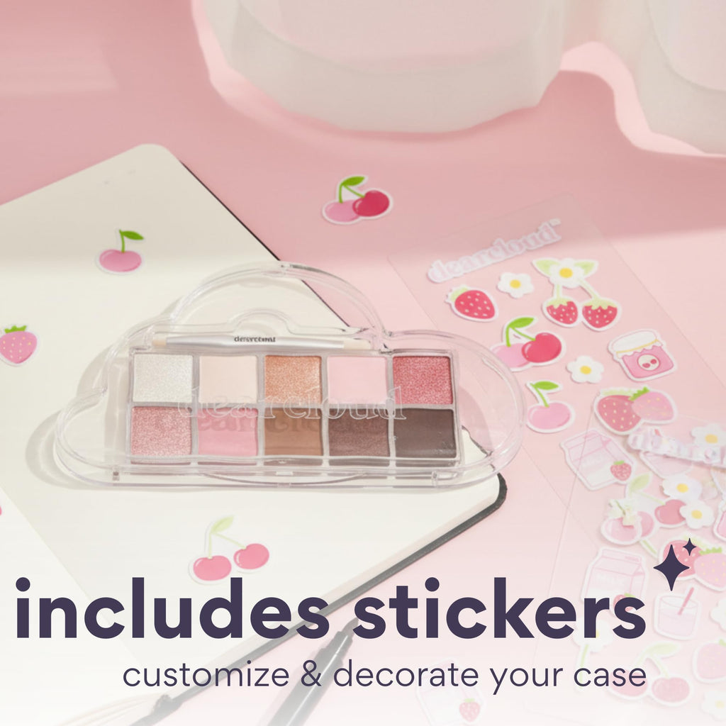 dearcloud Sky Shadow Strawberry Garden Eye Shadow Palette – 10 Ultra-Fine Pigments + Dual-Ended Brush