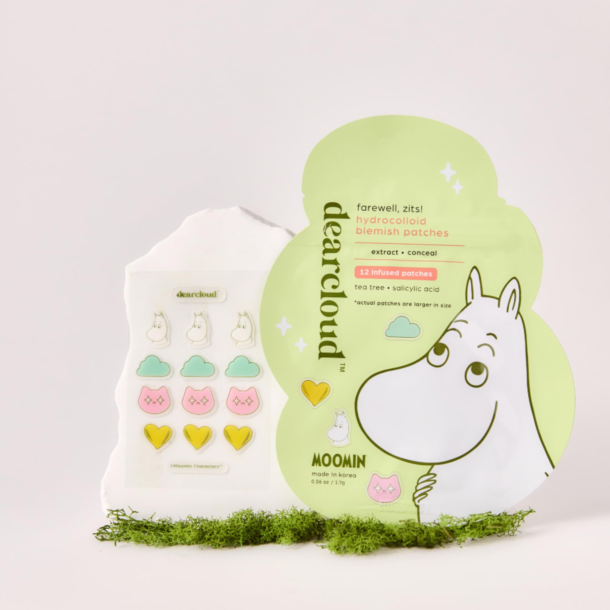 Dearcloud Moomin Hydrocolloid Blemish Patches – 36 Count with Tea Tree Oil & Salicylic Acid