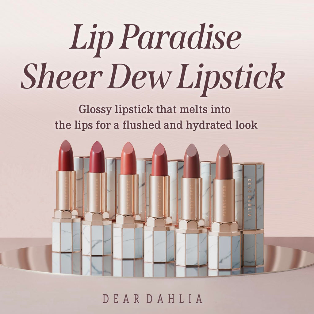 DEARDAHLIA Lip Paradise Sheer Dew Lipstick (Rachel) – Hydrating, Buildable Color, Vegan
