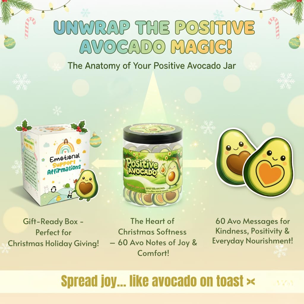 DEARMINE Positive Avocado Jar – 60 Affirmation Cards for Daily Encouragement & Office Joy