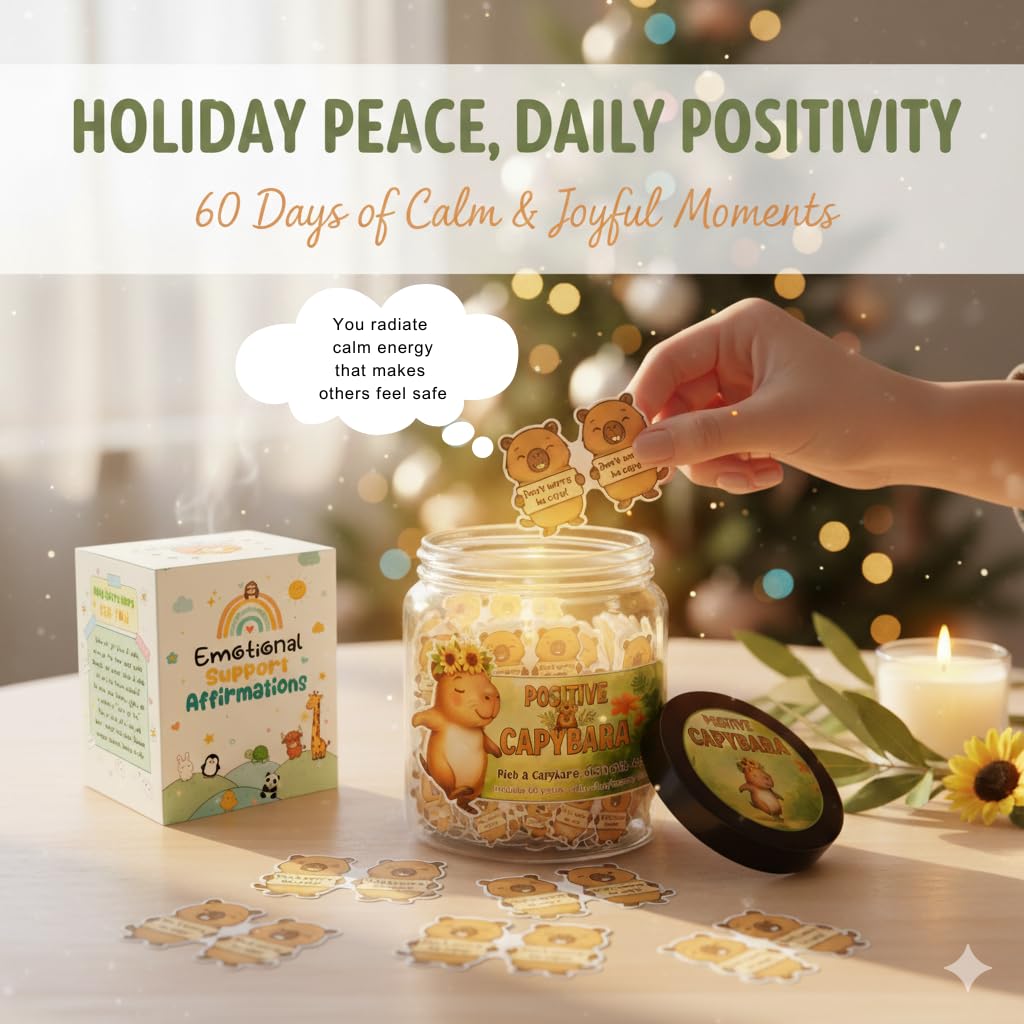 DEARMINE Positive Capybara Jar — 60 Affirmations, Gift & Cute Office Decor