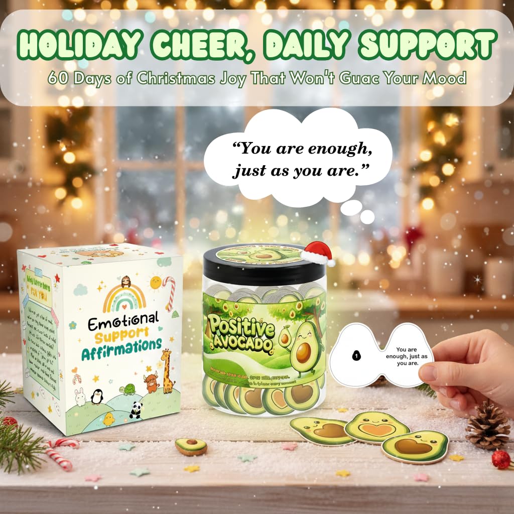 DEARMINE Positive Avocado Jar – 60 Affirmation Cards for Daily Encouragement & Office Joy