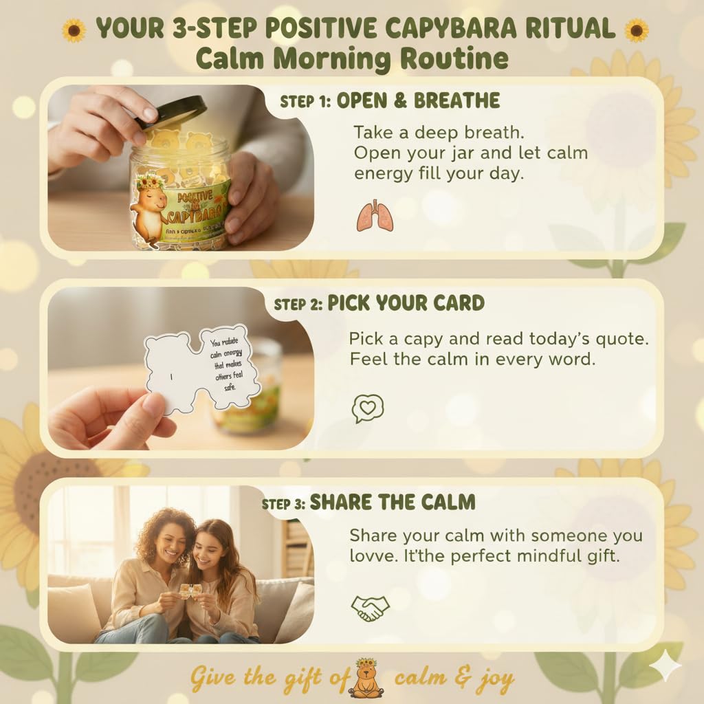 DEARMINE Positive Capybara Jar — 60 Affirmations, Gift & Cute Office Decor