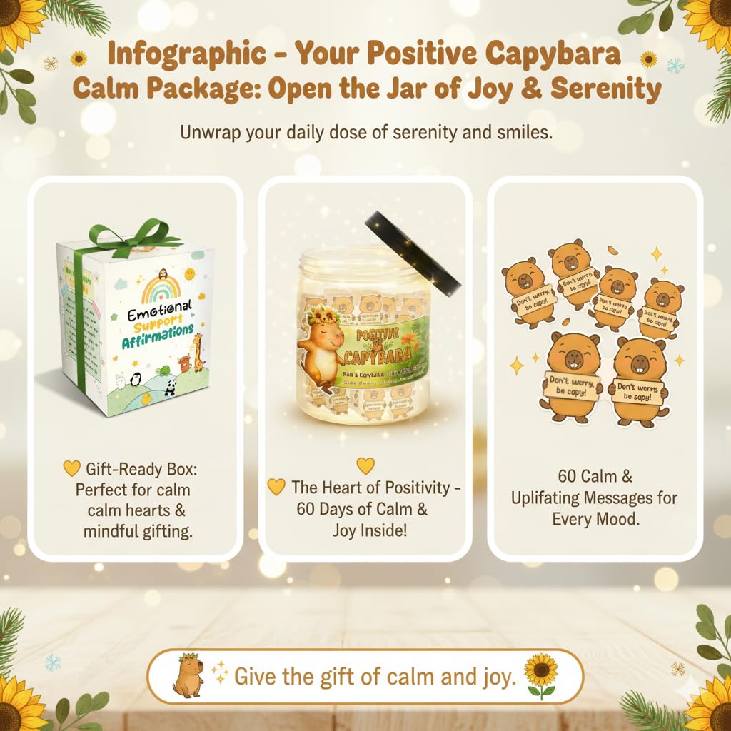 DEARMINE Positive Capybara Jar — 60 Affirmations, Gift & Cute Office Decor